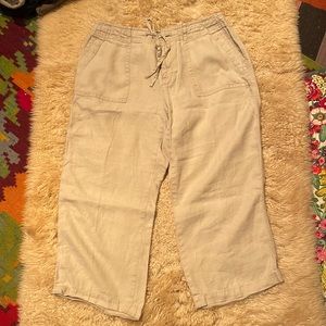 Liz Claiborne 100% linen cropped pants capris size 10